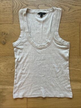 Banana Republic Ribbed Scoop Neck Tank Top - Light Cream